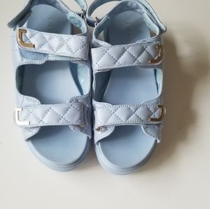 #dollskill quilted sky blue platform ugly sandal